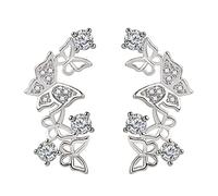 JZWCHQ Orecchini neri e per donne Crystal Clauffer 3D Cuffi Orena Zirconia Orecchini a perno di vite animali Zirconia