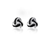 JZWCHQ Orecchini per donne, orecchini S925 Donne in stile coreano semplice orecchini nodo triangoli cavi moda nera un paio