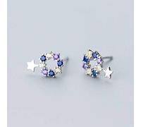 JZWCHQ Orecchini per donne, orecchini S925 femmina coreana rotonda intarsiata intarsiata Diamonds Personalità a cinque punte Oressertoni a stella diamanti