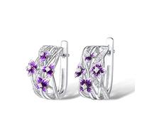 JZWCHQ Orecchini per le donne vere delicata affascinante fiore viola gioiello raffinato a mano smaltato a mano