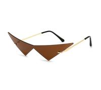 JZWCHQ Oversize Triangolo Un Pezzo Donne Occhiali Da Sole Vintage Rimless Clear Ocean Lens Eyewear Moda Uomini Occhiali Da Sole, Tè d'oro, Taglia unica