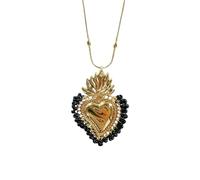 JZWCHQ Perle Colorate Collana del Cuore Sacro per Uomini Uomini, Classico Sacro Cuore di Collana di Gesù - Ciondolo Sacro Vintage, Collana del Cuore di Gesù per i Regali del Ringraziamento di Natale