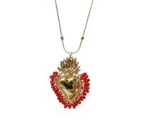 JZWCHQ Perle Colorate Collana del Cuore Sacro per Uomini Uomini, Classico Sacro Cuore di Collana di Gesù - Ciondolo Sacro Vintage, Collana del Cuore di Gesù per i Regali del Ringraziamento di Natale