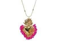 JZWCHQ Perle Colorate Collana del Cuore Sacro per Uomini Uomini, Classico Sacro Cuore di Collana di Gesù - Ciondolo Sacro Vintage, Collana del Cuore di Gesù per i Regali del Ringraziamento di Natale