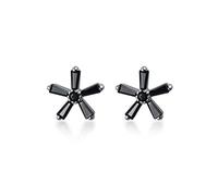 JZWCHQ Piccoli orecchini di fiori di zirconia cubica nera 925 signori di moda eleganti orecchini per banchetti di gioielli di fascia alta