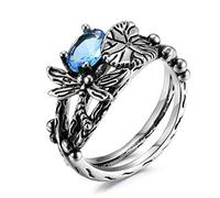 JZWCHQ Prodotti da Ragazza Lady Ring Creative Dragonfly Lotus Ring Women's European And American Retro Thai Silver Ring Gifts