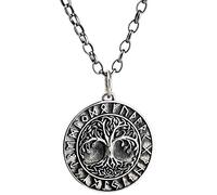 JZWCHQ Retro 925 Sterling Silver Yggdrasil Word Tree of Life Collana a Sospensione con Rune Vichinghi per Uomini Donne da 60 cm Catena