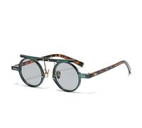 JZWCHQ Retro Piccolo Rotondo Donne Occhiali Da Sole Moda Doppio Ponte Punk Gradiente Uomini Doppio Colore Rivetti Occhiali Da Sole UV400, Grigio sfumato, Taglia unica