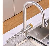 JZWCHQ Rubinetti da Cucina con Spray Estraibile, Miscelatore per lavello Cucina Rubinetto in Acciaio Inossidabile Pattern idrico Caldo e Freddo Tira Fuori Cucina Mixer Cucina Grigio (Nero)