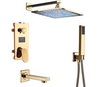 JZWCHQ Rubinetti per Doccia Digitale Oro Set Pioggia con Doccia con Doccia Dorata Display Digitale a 3 Vie Mixer Tap Tap Dishino, Doccia da 16 Pollici Set-A