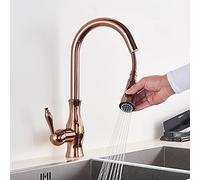 JZWCHQ Rubinetto del lavello da Cucina per la Fattoria di Fattoria Commerciale, Rubinetto da Cucina in Ottone, Rotazione a 5 Colori Arco Alto Rubinetto Cucina, spruzzatore a spruzzatore Caldo Mixer