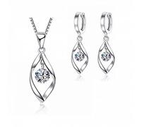 JZWCHQ Set di gioielli da sposa orecchini in orecchini da collana 925 splendore di zirconia cubica goccia per matrimoni