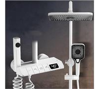 JZWCHQ Set doccia termostatico, display temperatura LED, 4 funzioni, soffione doccia ad alta pressione, doccetta portatile, beccuccio vasca e spruzzatore bidet, rubinetto doccia