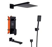 JZWCHQ Sistema Doccia da Bagno Rubinetto da Doccia 3 funzioni opache tappeti per Doccia Digitale Nero Opaco Set di Pioggia per Doccia Set di Doccia Set di tapshower Set A, Set di Doccia da 12 Pollici