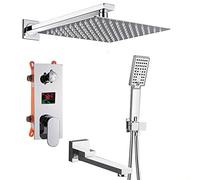 JZWCHQ Sistema Doccia LCD LCD Digital Doccia a 3 Vie Set di Doccia Ultratino con Mixer LCD Tap Tap 180 Sweeter SECHETTURA dei Bagno SUBILE, Set da 16 Pollici
