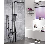 JZWCHQ Sistema doccia Nero Sistema Doccia Altezza Regolabile Massaggio Jet Doccia Miscelatori Ottone Soffione Doccia a Pioggia Bidet Testa Spruzzatore Rubinetto Bagno