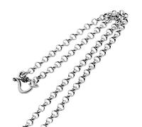 JZWCHQ Solido Vintage 925 Sterling in Argento Rotondo Rotondo Rolo Belcher Collana Collegamento a Catena per Uomini Donne 3/3,5/4 mm