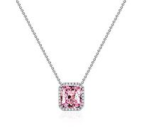 JZWCHQ Square 5ct Pink Moissanite Cioncant Real 925 Sterling Silver Wedding Pendants Necklace for Women Gioielli Regalo