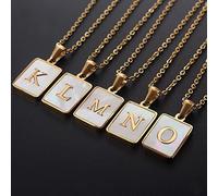 JZWCHQ Trend Collane a Catena 18K Maschio Guscio Naturale Lettere iniziali Gioielli in Acciaio Inossidabile per Donne Gift