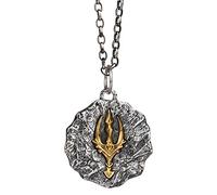 JZWCHQ Two Tone 925 Sterling in Argento Poseidone Trident Necklace Gioielli greci Vintage per Uomini Donne