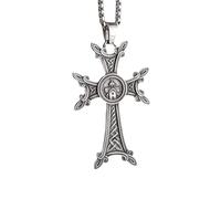 JZWCHQ Vintage 925 Sterling Silver Celtic Cross Cocklace for Uomini, Talisman Antique Celtic Croce Croce - Collana a Croce celtica per Uomini, Collana a Croce Irlandese per Uomini