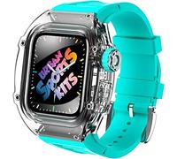 JZWCHQ Watch Band Mod Kit ， per banda 45mm 44mm ， cinghia di orologio fluororubber ， per IWatch Series 8 7 6 5 4 SE 44mm Kit di modifica Kit trasparente Custodia