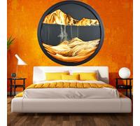 JZWLW Pittura di Sabbia Che Scorre,44cm/17.3 IN immagine di Sabbia in Movimento,Flow Pittura di Vetro Rotonda a Clessidra 3D Arte Decorazione Regalo Casa Ufficio (gelb+schwarz)