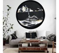 JZWLW Pittura di Sabbia Che Scorre,44cm/17.3 IN immagine di Sabbia in Movimento,Flow Pittura di Vetro Rotonda a Clessidra 3D Arte Decorazione Regalo Casa Ufficio (Schwarz)