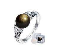 JZWUYAN Anello fidget spinner con pietra naturale da donna, in argento Sterling 925, gioielli per alleviare l'ansia, con incisione delicata del tempo, misure 6 7 8, ametista, acquamarina, ossidiana