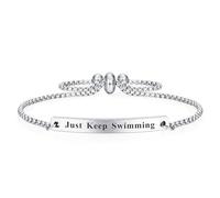Jzxwan Braccialetto con scritta "Just Keep Swim", idea regalo per donne e nuotatori, Small, Acciaio inossidabile, Nessuna pietra preziosa