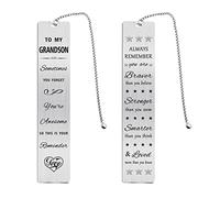 Jzxwan Segnalibro personalizzato per nipote da nonno, regalo di compleanno e laurea per nipote, Always Remember You are Braver Than You Believe Christmas Grandkids regalo