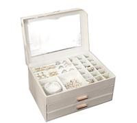 JZZJSBX Organizzatore di gioielli Scatola di gioielli Scatola di immagazzinaggio dei monili di cuoio dell'unità di elaborazione Scatola di immagazzinaggio di orologi dei monili dell'orecchino della