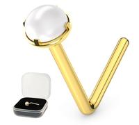 K 9 artiglio oro giallo solido Set 2MM perle a sfera Top 22 Gauge L forma naso Stud Piercing gioielli