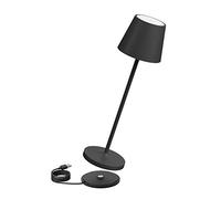 K-Bright 240lm Lampada LED Dimmerabile da tavolo in alluminio, IP54,4000K Ricaricabile Per interni/esterni Lampada da tavolo con base di ricarica a contatto (Nero)