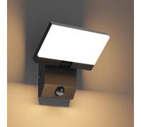 K-Bright 24W LED applique con Sensore di Movimento in alluminio Nero | lampada da Parete Bianco caldo 3000K, Impermeabile IP65 esterno applique per Terrazza, Corridoio, Giardino, Garage