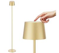 K-Bright Lampada da terra a LED, 4 W, dimmabile, con controllo touch, in metallo e alluminio, adatta per soggiorno, camera da letto, ufficio, illuminazione aggiuntiva (oro)