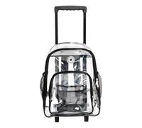 K-Cliffs Rolling Clear Backpack Heavy Duty Bookbag Quality See Through Workbag Travel Daypack Transparent School Book Bags w/Wheels