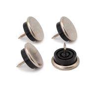K.D.J. Brand Pattini Feltrini Pellicole Protettivi Tappetini di Metallo di Alta qualità con chiodo e tampone Gommino, 25 mm Ø, 5 mm Spessore - 4 Pezzi