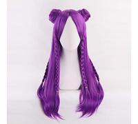 K/DA Kaisa parrucca viola lunga treccia con chignon costume cosplay KDA Kai'Sa capelli sintetici resistenti al calore parrucche da donna