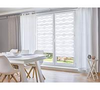 'K della Home 271699 - Tenda a rullo doppio "Onda" senza forare - Bianco 50 cm x 150 cm (B x L), Tessuto, bianco