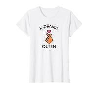 K-Drama Queen per Il Fan del Dramma Coreano Maglietta, Donna, Bianco, L