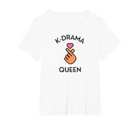 K-Drama Queen per Il Fan del Dramma Coreano Maglietta, Donna Plus-Size, Bianco, 5X