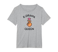 K-Drama Queen per Il Fan del Dramma Coreano Maglietta, Donna Plus-Size, Grigio Melange, 3X