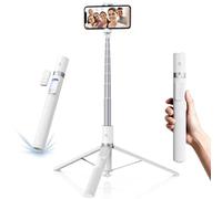 K&F CONCEPT 69" Bastone Selfie Auto-Apertura, Treppiede Selfie Stick con Telecomando Bluetooth a 9 Pulsanti, Rotazione a 360°, Treppiede per Smartphone per Viaggi, Vlogger, Bianco, Testurizzato