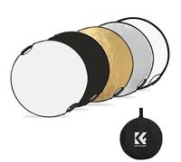 K&F CONCEPT Riflettore per Luce 32" (80cm) 5-in-1 Diffusore Fotografico Pieghevole Portatile con Impugnature per Studio e Illuminazione Esterna Oro Argento Bianco Nero Traslucido