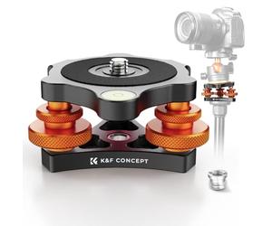 K&F Concept Base di Livellamento per Treppiede Fotocamera, Base in Alluminio con Vite da 3/8" e Adattatore a Vite da 1/4" a 3/8", Regolazione Precisa dell'angolo di ±5° per Fotografia Panoramica Micro
