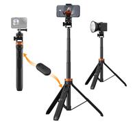 K&F Concept Treppiede Smartphone e Fotocamera, Bastone Selfie 175cm MS24, Selfie Stick con Telecomando Bluetooth e Clip per Cellulare, adattatore per GoPro/DJI Action/ Insta360, Streaming e Vlogging