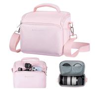 K&F Concept Borsa per fotocamera, piccola borsa a tracolla singola Crossbody Custodia con cinghia regolabile compatte Borse per macchina fotografia DSLR/SLR/Mirrorless-Rosa
