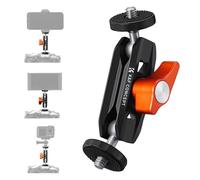 K&F CONCEPT Braccio a Doppia Sfera, Mini Braccio Snodabile con Vite 1/4"-20, Testa a Sfera Girevole 360°, Brazo in Lega di Alluminio per Montaggio Fotocamera, Luce, Microfono, Monitor