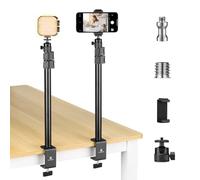K&F Concept Confezione da 2 supporti da scrivania per fotocamera con testa a sfera a 360° e clip per telefono, supporto regolabile per luce da 40,6 a 94 cm, morsetto a C da tavolo per DSLR, luce ad